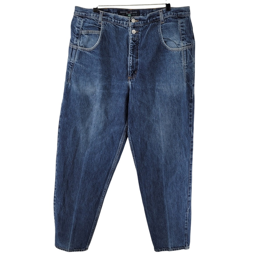 Guess Pascal Jeans Mens 42x34 Blue Loose Fit Tapered‎ Leg Vintage 10075 075